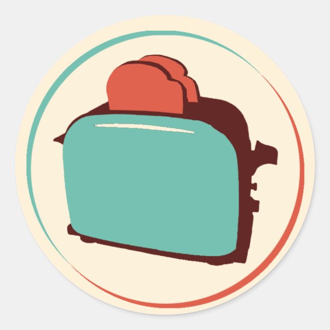 Pegatina Redonda Pegatinas de tostadora retro (hoja de 20) (Anverso)