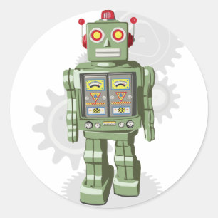 Pegatina Redonda Pegatinas de Toy Robot