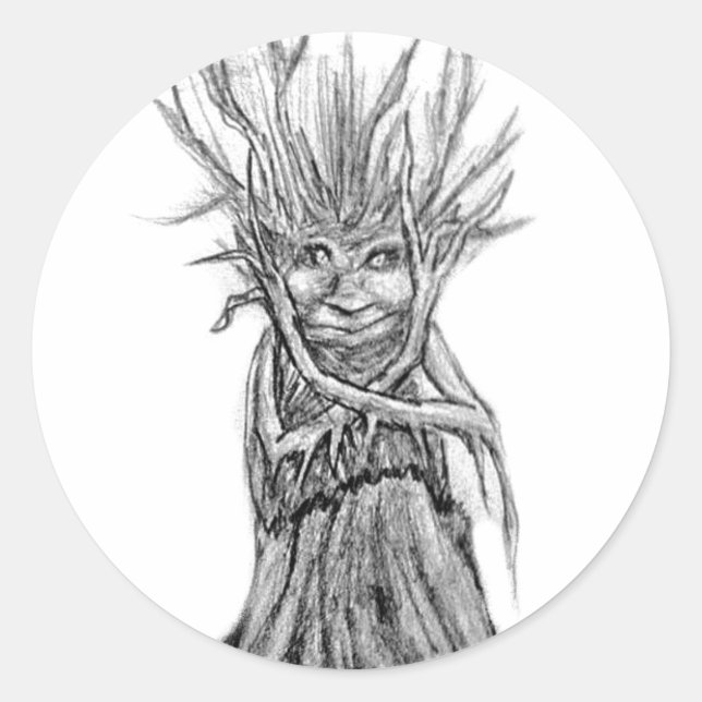 Pegatina Redonda Pegatinas de Tree-Goblin (Anverso)