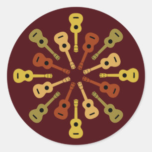 Pegatina Redonda Pegatinas de Ukulele