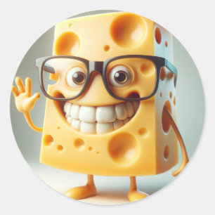 Pegatina Redonda Pegatinas de un hombre quesos