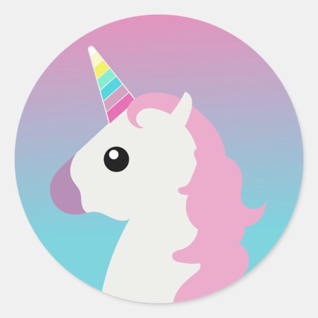 Pegatina Redonda Pegatinas de Unicorn Emoji Ombre (Anverso)
