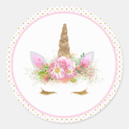 Pegatina Redonda Pegatinas de Unicorn Face