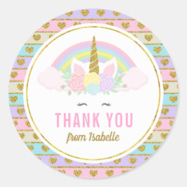 Pegatina Redonda Pegatinas de Unicornio arcoiris mágicos