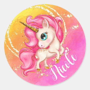 Pegatina Redonda Pegatinas de Unicornio personalizados