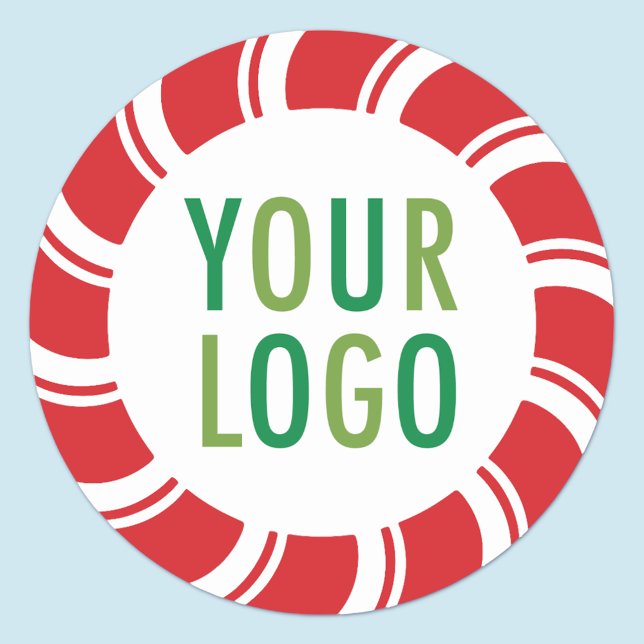 Pegatina Redonda Pegatinas de vacaciones con logo Peppermint (MISOOK Round Christmas Sticker with Logo)