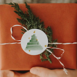 Pegatina Redonda Pegatinas de vacaciones de árbol de estrella