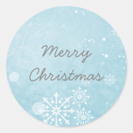Pegatina Redonda Pegatinas de vacaciones de Blue Snowflake Swirls