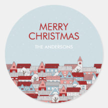 Pegatinas de vacaciones de la aldea de navidades