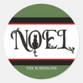 Pegatina Redonda Pegatinas de vacaciones de Noel Cat