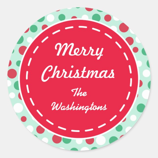 Pegatina Redonda Pegatinas de vacaciones retro Personalizado verde  (Anverso)