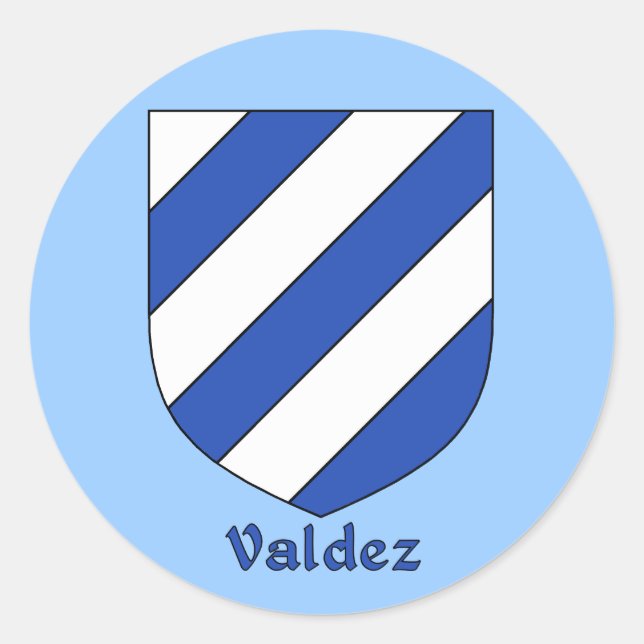 Pegatina Redonda Pegatinas de Valdez Family Shield (Anverso)