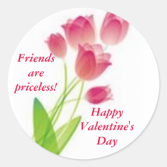 Pegatina Redonda pegatinas de "Valentine Friends" (Anverso)