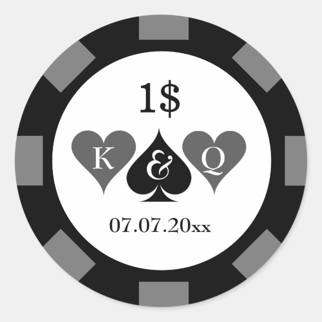 Pegatina Redonda Pegatinas de valor de chips de póquer para la fies (Anverso)