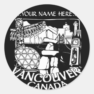 Pegatina Redonda Pegatinas de Vancouver Canadá arte emblemático de 