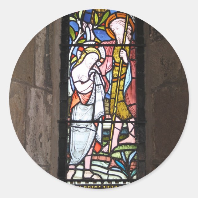 Pegatina Redonda Pegatinas de ventana religiosa de vidrio templado (Anverso)