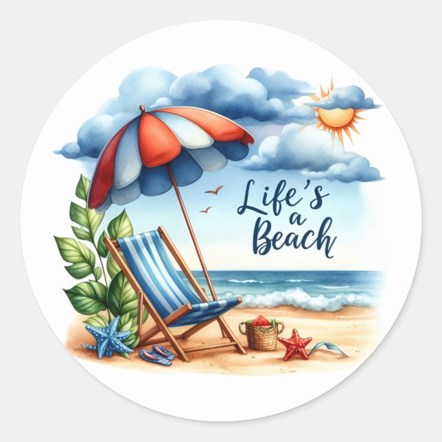 Pegatina Redonda Pegatinas de verano divertidos (Anverso)