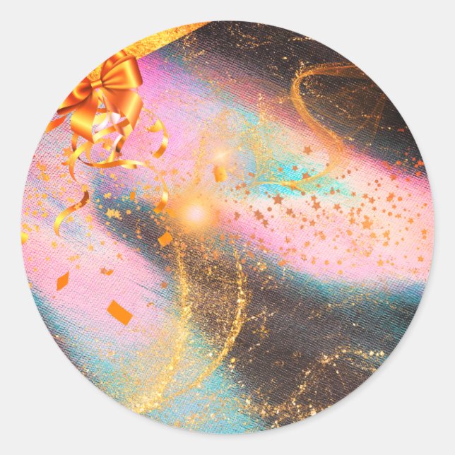 Pegatina Redonda Pegatinas de Vibrant Bow (Anverso)