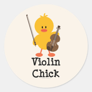 Pegatina Redonda Pegatinas de Violin Chick