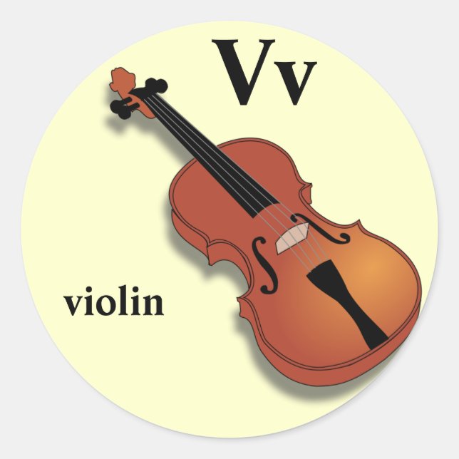 Pegatina Redonda Pegatinas de violín de la carta V (Anverso)