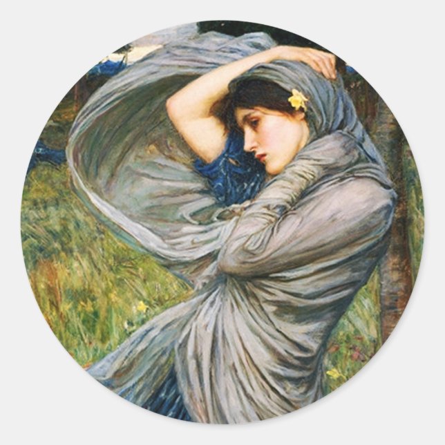 Pegatina Redonda Pegatinas de Waterhouse Boreas (Anverso)