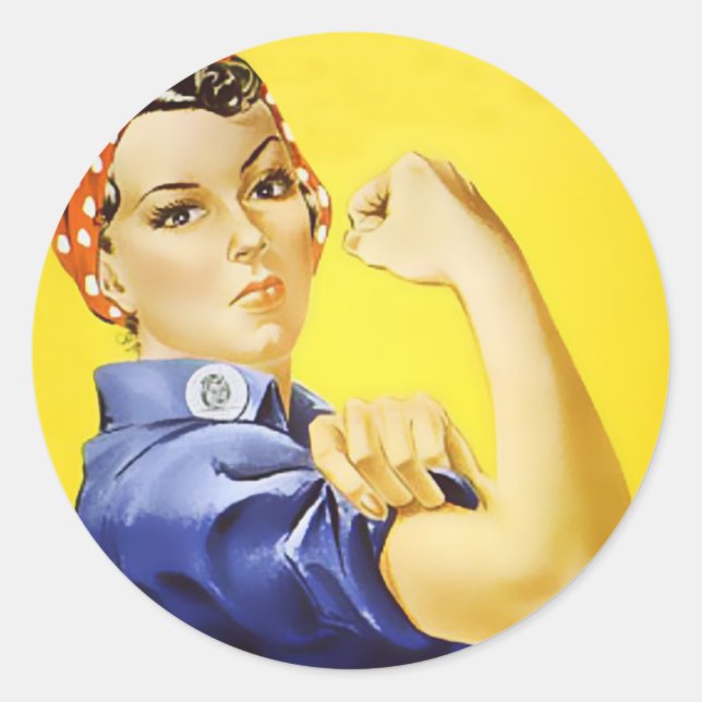 Pegatina Redonda pegatinas de 'We Can Do It' (Anverso)