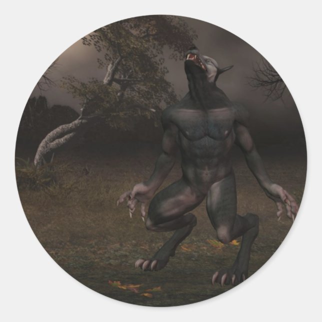 Pegatina Redonda Pegatinas de Werewolf (Anverso)