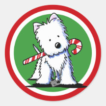 Pegatinas de Westie Candy Cane Cutie