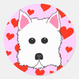 Pegatina Redonda Pegatinas de Westie Hearts