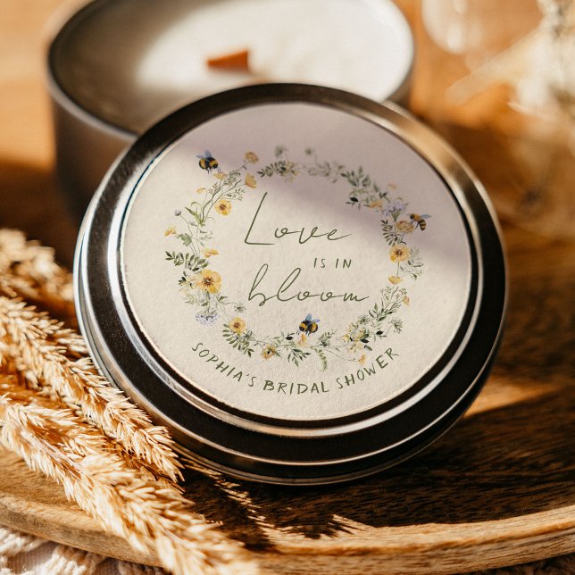 Pegatina Redonda Pegatinas de Wildflower Bee Bridal Shower (Subido por el creador)