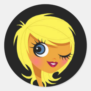 Pegatina Redonda Pegatinas de Winking Blonde