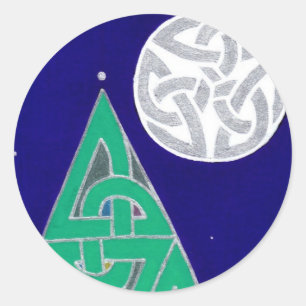 Pegatina Redonda Pegatinas de Winter Solstice (versión de detalle 2