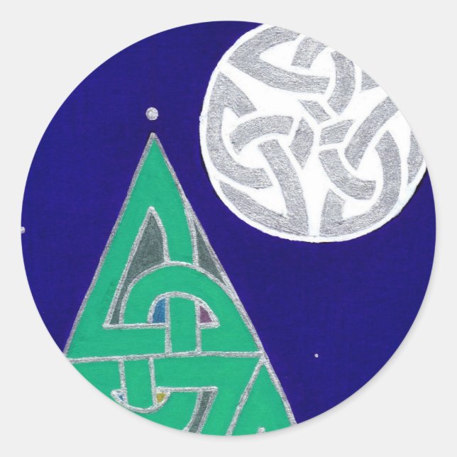 Pegatina Redonda Pegatinas de Winter Solstice (versión de detalle 2 (Anverso)