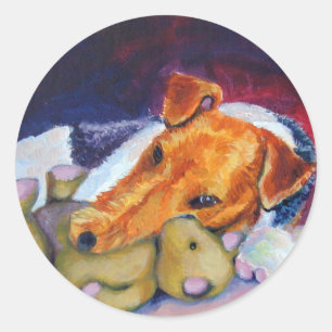 Pegatina Redonda Pegatinas de Wire Fox Terrier