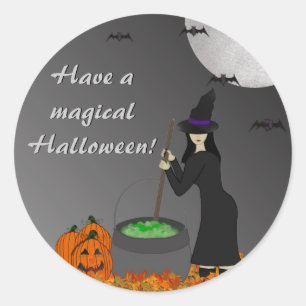 Pegatina Redonda Pegatinas de Witchy Brew Halloween
