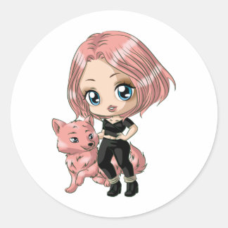 Pegatina Redonda Pegatinas de Wolf Born Chibi