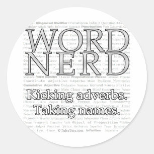 Pegatina Redonda Pegatinas de Word Nerd