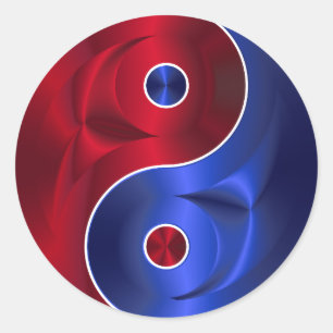 Pegatina Redonda pegatinas de yin yang azul rojo