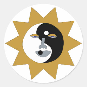 Pegatina Redonda Pegatinas de Ying Yang Sun