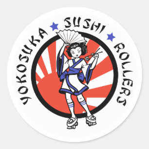 Pegatina Redonda Pegatinas de Yokosuka Sushi Rollers