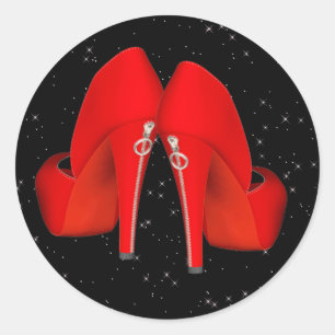Pegatina Redonda Pegatinas de zapatos de tacón rojo alto