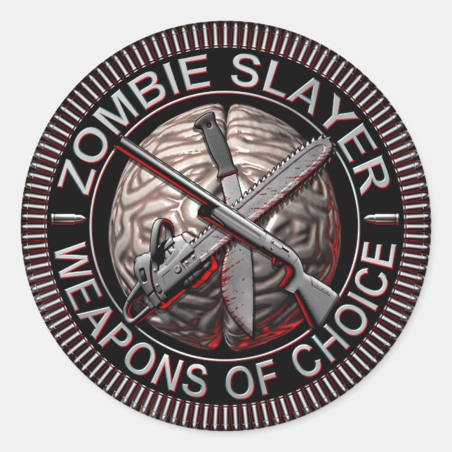 Pegatina Redonda Pegatinas de Zombie Slayer (Anverso)