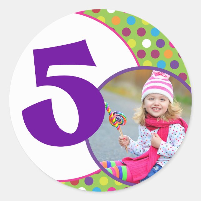 Pegatina Redonda Pegatinas decorativos de Cumpleaños (Anverso)