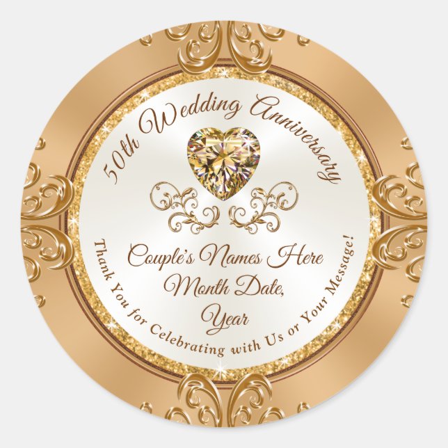 Pegatina Redonda Pegatinas del 50° Aniversario de la Fama (Anverso)