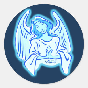 Pegatina Redonda Pegatinas Del Ángel Azul De La Paz