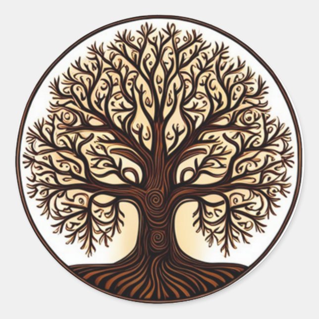 Pegatina Redonda Pegatinas del Árbol de la Vida (Anverso)