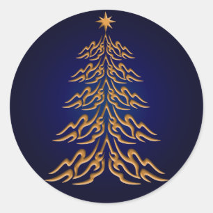 Pegatina Redonda Pegatinas del árbol de Navidad Blue Bell