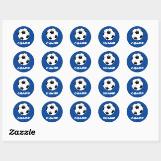 Pegatina Redonda Pegatinas del Campeón de Fútbol Azul Oscuro