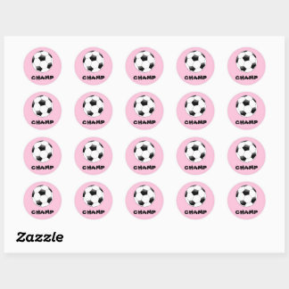 Pegatina Redonda Pegatinas del Campeón de Fútbol Rosa