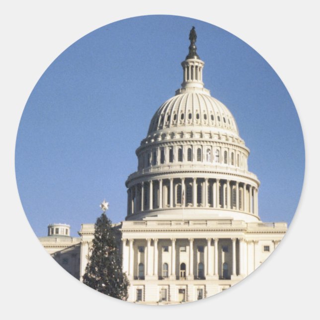Pegatina Redonda Pegatinas del Capitolio de Estados Unidos (Anverso)